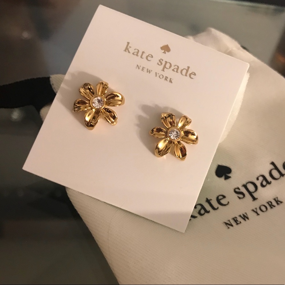 Kate spade gold tone flower earrings & dust bag